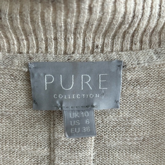 Pure collection linen blend striped cardigan beige tan sz US 6 - Picture 6 of 12